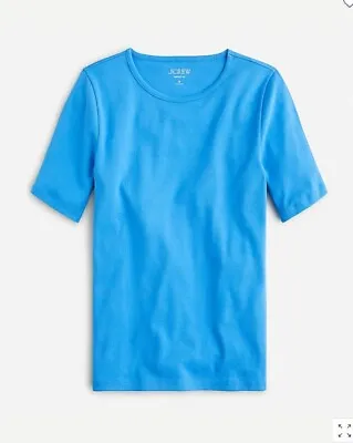 New J Crew Women Blue Slim Perfect Fit Short Sleeve Crew Neck Cotton T-shirt M • $19.99