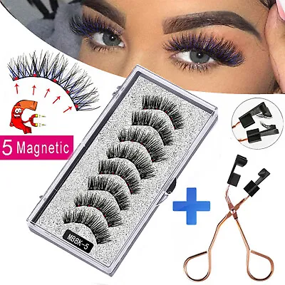 Professional 4 Pairs Magnetic Eyelashes Fake False Lashes Set Kit + Applicator • £5.79