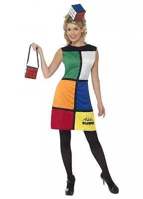 Rubik's Cube Dress Bag Headband 80's Costume Adult Medium Fancy Dress Party  • $33.95