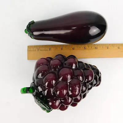 Vintage Murano-Style Glass EGGPLANT AND GRAPES / Purple / Unbranded 7  • $34.75