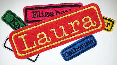 Embroidered Personalised Name Tag Patch Badge Iron On Sew On LARGE • £3.60