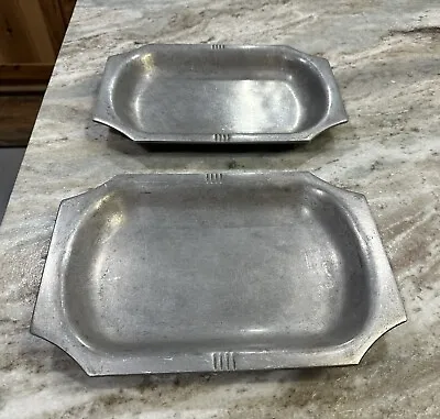 Vintage Pewter Cast Aluminum Serving Platters Set Of 2 • $52