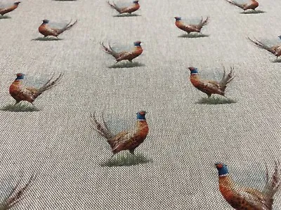 Pheasant Bouquet Fabric  Linen Cotton Curtain Craft Upholstery Blind • £2.99
