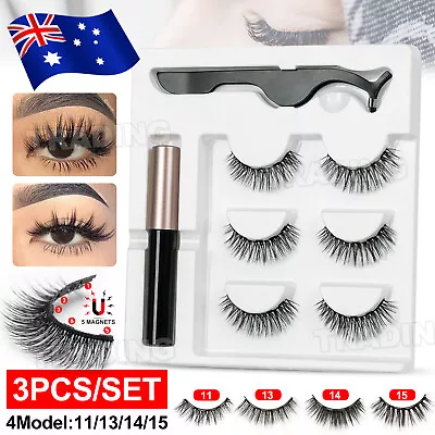 $6.85 • Buy Magnetic False Eyelashes Natural Eye Lashes Extension Liquid Eyeliner Tweezer