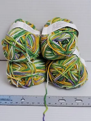 Lot Of 4 Skeins Variegated Milk Cotton DK Yarn. Green White Yellow + 1.76oz • $14.99