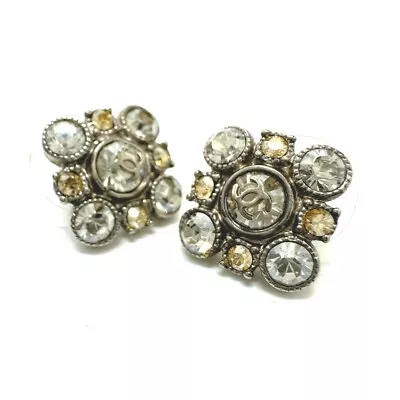 CHANEL A12V CC Mark Rhinestone  Pierce Metal Silver • $734.80