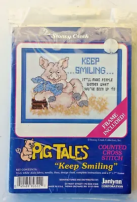 Janlynn Pig Tales Keep Smiling Counted Cross Stitch Kit - Unopened • £9.95