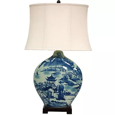 32  Blue And White Ming Landscape Vase Lamp • $249