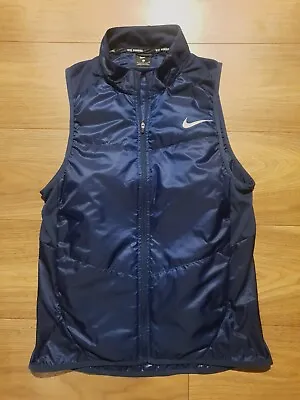 Nike Gilet Small Mens Navy Blue Sleeveless Jacket Body Warmer Running Top Logo • $24.66