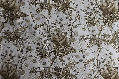 Duralee Treetop Toile Floral With Birds Vintage 54  W X BTY Color Brown • $32