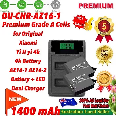 Battery AZ16-1 / Dual Charger For Xiaomi Yi 2 4K Original Xiao Mi Yi Lite Action • $58.98
