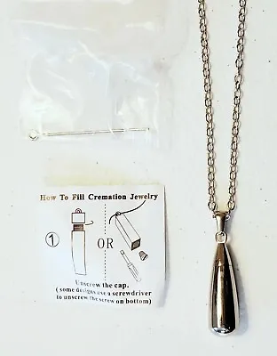 Cremation Jewelry Silver Pendant For Holding Ashes & Necklace Chain New • $14.95