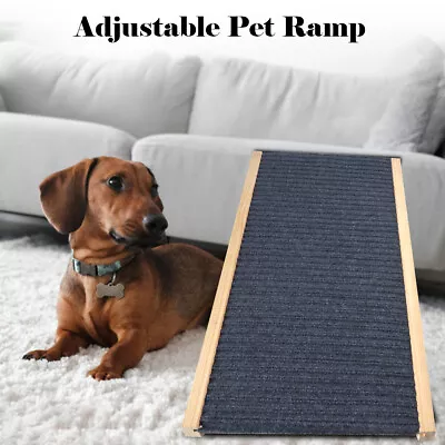 Foldable Dog Pet Ramp Adjustable Height Stairs Steps For Bed Sofa Car - Upgrade • $36.99