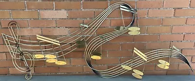 Vintage 1980s C. Jeré Musical Notes Staff Scale Brass Wall Sculpture Modern Art • $300