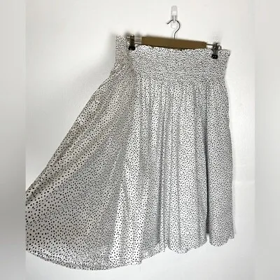 Lane Bryant Pull On Midi Skirt Size 18/20 Polka Dot Pockets Cotton White Black • $21.50
