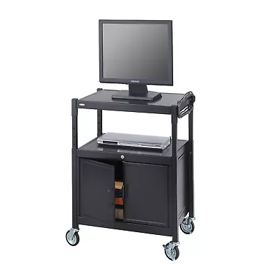 Adjustable AV Cart With Cabinet Steel Black • $588.76