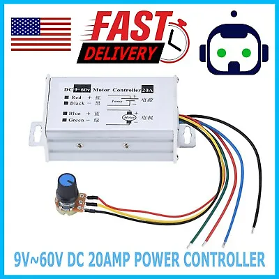 12V 24V Max 20A PWM DC Motor Stepless Variable Speed Control Controller Switch  • $8.99