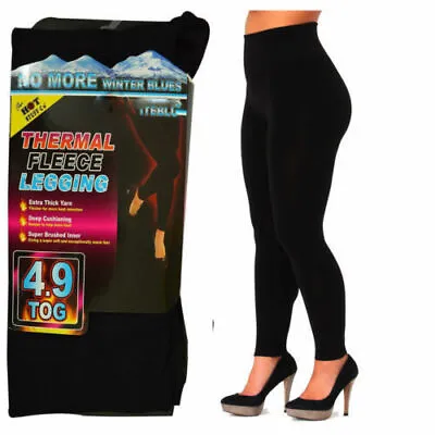 £6.99 • Buy Ladies Women Thermal Leggings Fleece Lined Winter Thick Black 4.9 Tog S-xxl
