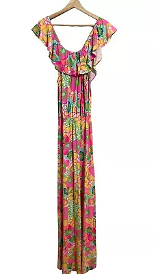 Lilly Pulitzer Maxi Dress Size S Marley Ice Cream Social Off The Shoulder Ruffle • $28.99