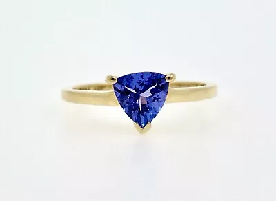 Tanzanite Triangle Cut 1.10ct Ring Yellow Gold 9ct. Preowned Ring UK Size N 1/2. • £185