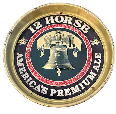 Genesee 12 Horse Ale 1987 Liberty Bell Vintage Metal Beer Tray 13” Diameter • $28