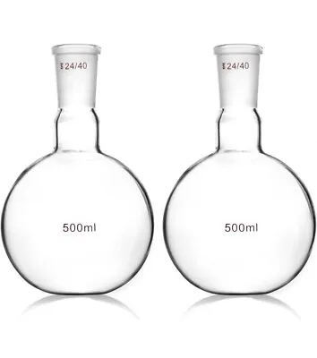 2x 500ml Single Neck Flat Bottom Boiling Flask -24/40 Standard Joint -Chemistry • $29.99