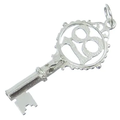 18 Key Sterling Silver Charm Pendant .925 X 1 18th Birthdays Charms • £19.25