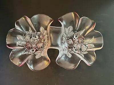 Vintage Mikasa Rosella Double Bowl Walther Bianca Frosted Pink Candy Dish Relish • $20