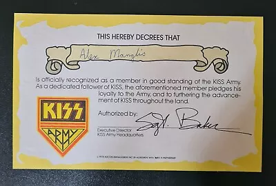 Kiss Aucoin Memorabilia - 1980 Kiss Army Kit- Membership Certificate- Rare! • $69.99