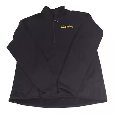 Cabelas Sweatshirt Polartec Spandex Thermal Black Quarter 1/4 Zip USA VTG Mens L • $29.97