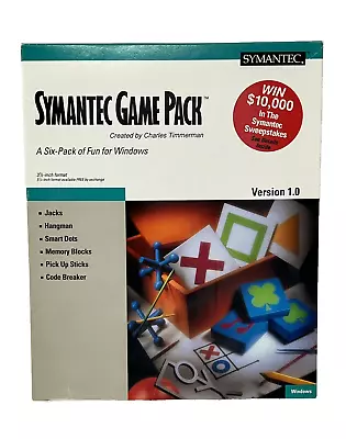 Vintage 1991 Symantec Game Pack Version 1.0 For Windows 3.5  Floppy New Open Box • $55