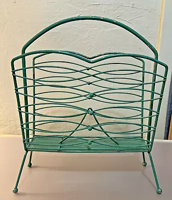 Vintage Modern 1970s Metal Magazine Rack Good Sturdy Condition Missing One Ball • $27.98