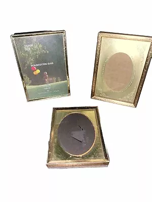 Lot Of 3 Vintage Picture Frames- 2 Embossed Foil Paper Oval Borders & 1 Plain • $12.99