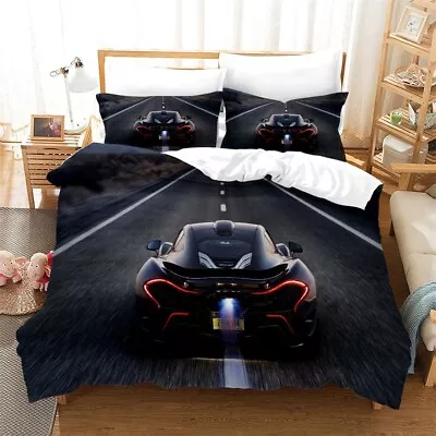 Super Speed Car Racing Car Duvet Quilt Cover Queen Bedding Set Pillowcase • $39.68