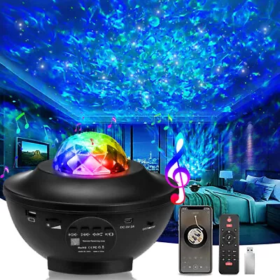 Galaxy Projector Night Light Starry Star Moon Bluetooth Music Lamp W/ Remote _ • $14.99