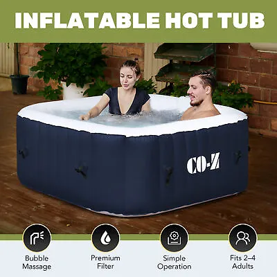 4-Person Square Inflatable Hot Tub Spa W 120 Bubble Jet F Patio Backyard Outdoor • $368.86