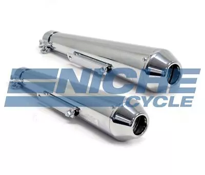 $140.80 • Buy 17  Pair Chrome Short Reverse Cone Megaphone Motorcycle Muffler Cafe Racer Brat