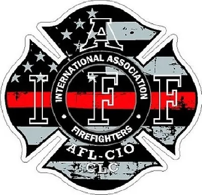 2 Inch Non-Reflective IAFF Thin Red Line Maltese Distressed Flag Helmet Sticker • $3.99