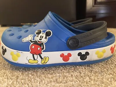 Mickey Mouse Blue CROCS Junior Size 2 With Charms • $18