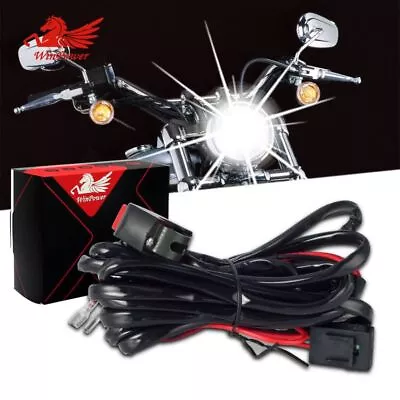 LED Auxiliary Relay Motorcycle Spot Fog Light Driving Wiring Harness Switch Kit • $18.61