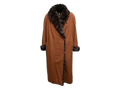 Brown J.Mendel Long Mink-Trimmed Coat Size US S • $1195