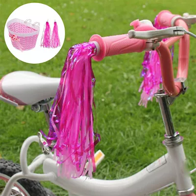 Girl Fashion Kids Bike Basket With Streamer Handlebar Tassel Accessories Front • $12.39