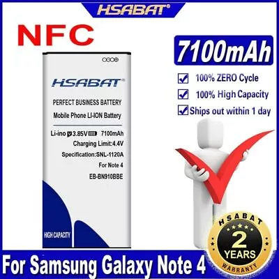HSABAT 7100mAh Battery For Samsung Galaxy Note 4 N910 EB-BN910BBE NFC N910H N910 • $35.34