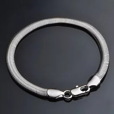 Stainless Steel Bracelet Snake Chain Bracelet For Men's Women's - Silver • £2.99