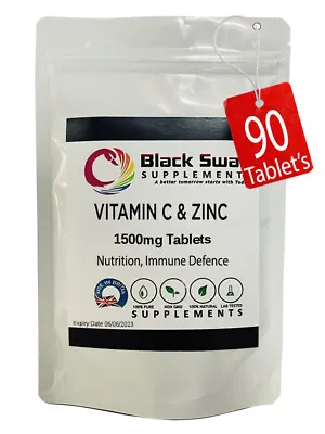 Vitamin C + Zinc 1500mg Tablets Double Strength Immune System Health 90 Pack • £3.49