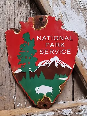 Vintage National Park Service Porcelain Sign Forest Ranger Station Arrowhead Usa • $184.26