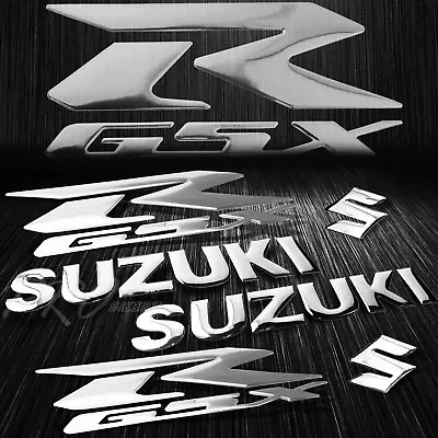 5.75  Logo+Letter Decal+6.25  GSXR GSX Fairing Emblem Tank Sticker Bikes Silver • $15.99