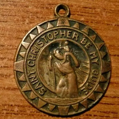  Vintage Catholic Medal Of St Christopher Bronze Notification Medal #20 • $30.60