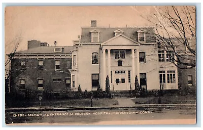 C1910 Chedel Memorial Entrance Middlesex Hospital Middletown CT Postcard • £14.44