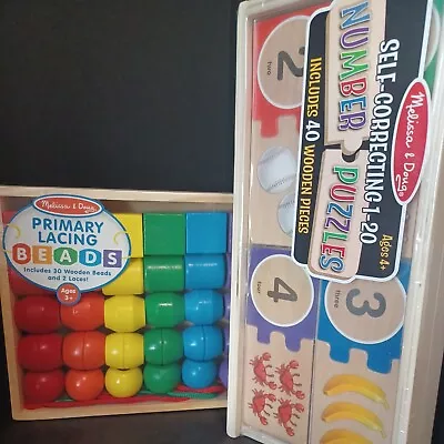 Melissa & Doug Toy Lot  Number Puzzles & Primary Lacing New Education Learning  • $19.99